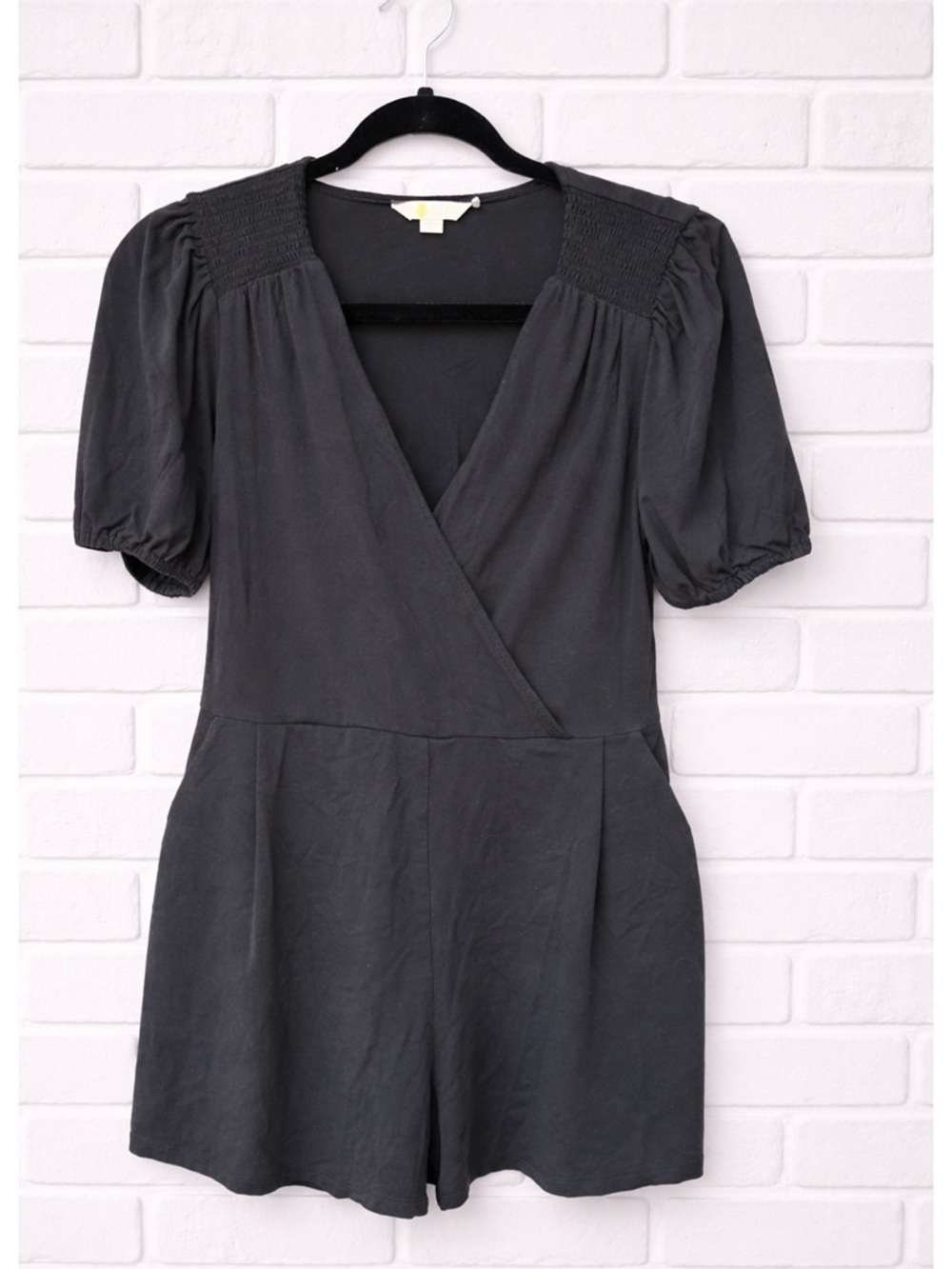 Boden Romper Short Sleeve Black Knit